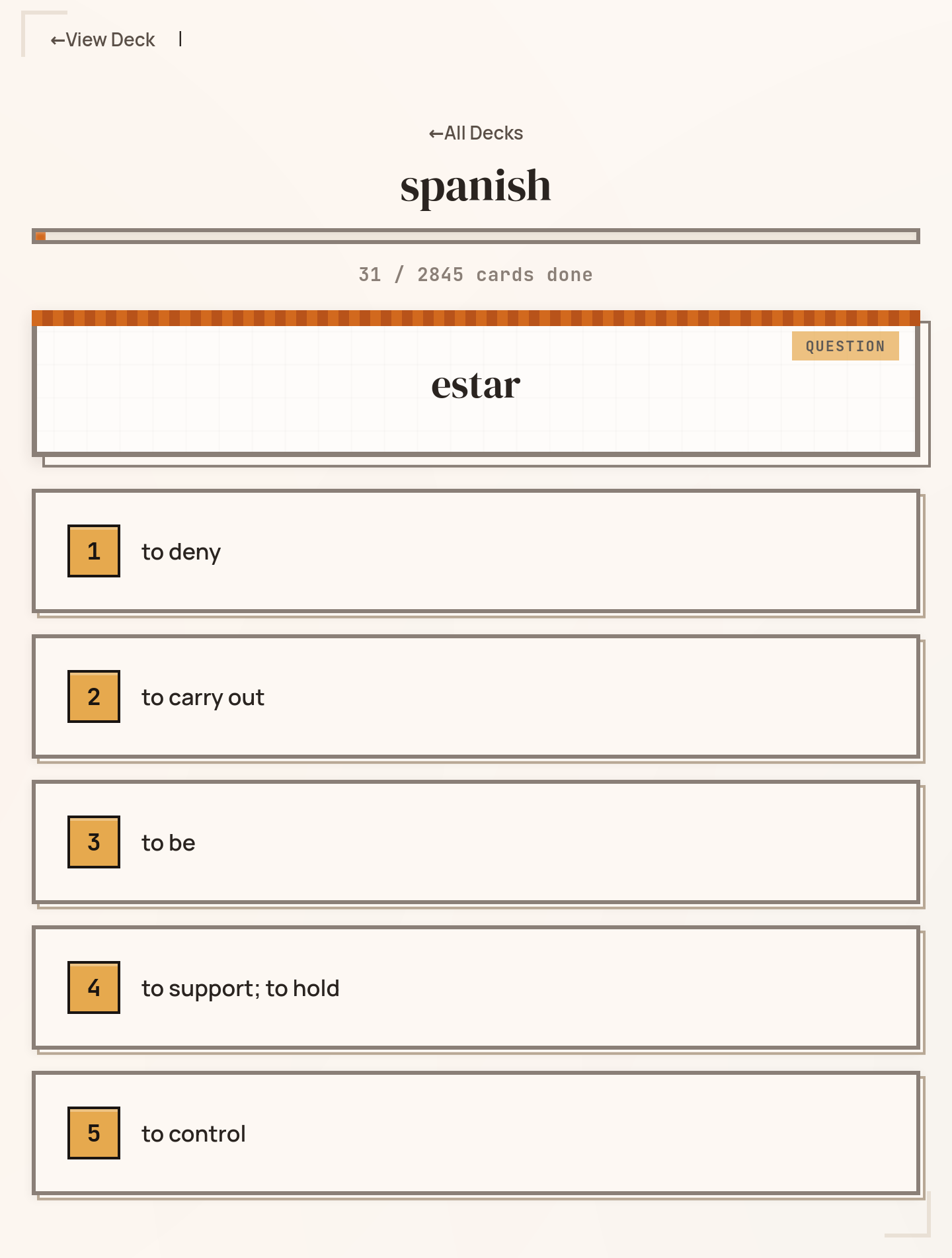 Flash application interface showing flashcard study session